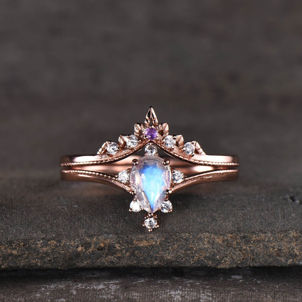 moonstone wedding set