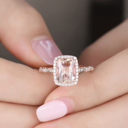 Morganite Engagement Ring-BBBGEM Morganite Ring