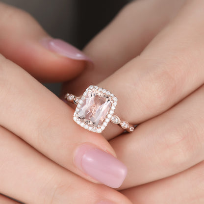 Morganite And Diamond Ring-BBBGEM Morganite Ring