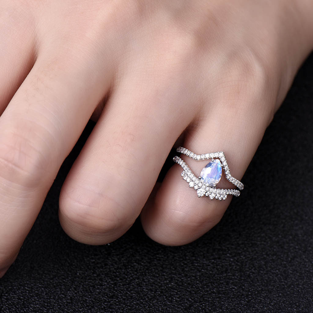 pear moonstone engagement ring