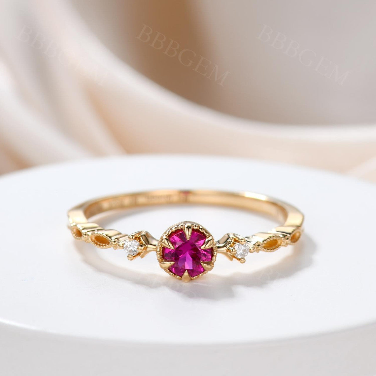 Ruby Rose Engagement Ring-BBBGEM Ruby Rose Engagement Ring