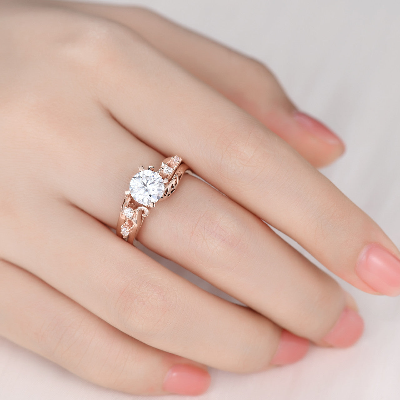 Leaf and Vine Tree Nature Engagement Ring-Diamond Ring Set