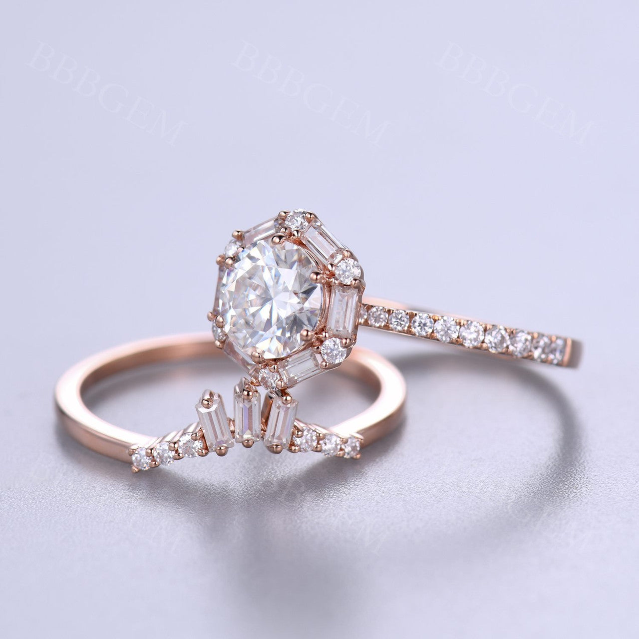 Moissanite Engagement Ring Set-BBBGEM Moissanite Engagement Rings