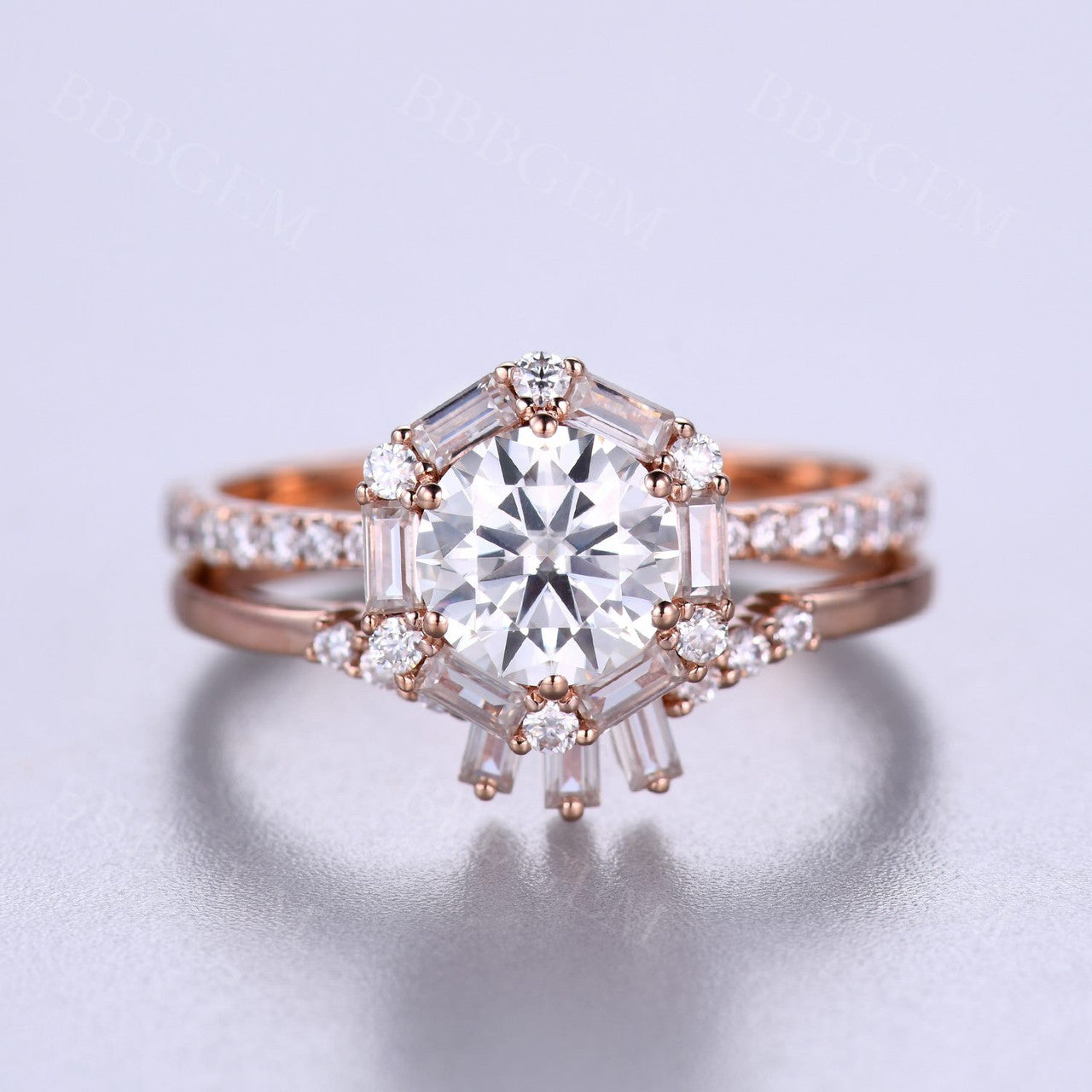 Rose Gold Moissanite Ring-BBBGEM Moissanite Engagement Rings