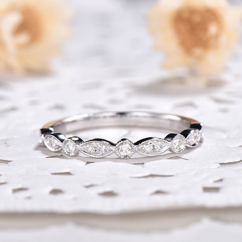 marquise and round diamond ring-BBBGEM Half Eternity Band