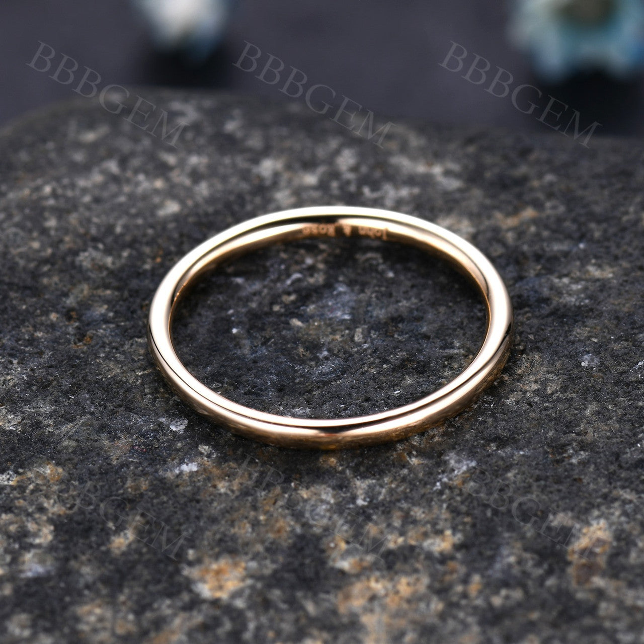 Yellow Gold Thin Ring Band Female