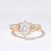 Vintage pear moissanite engagement ring rose gold leaf flower nature inspired ring women unique cluster diamond bridal wedding ring set