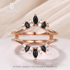 Marquise & Round Cut Black Onyx Diamond Chevron Enhancer Wedding Band Unique Rose Gold Curved Spinel Moissanite Ring Enhancer