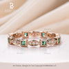 Natural Emerald Diamond ring, 14k Yellow gold engagement ring,wedinng band,stack matching band,anniversary ring,princess cut emerald ring