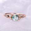 Natural Moss Agate Rose Gold Women Engagement Ring Wedding Bridal ring