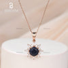 Sunflower Shape 1 Carat Round Gemstone Pendant Necklace for Women Birthstone Accessories