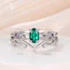 Vintage Emerald Amethyst Twig Engagement Ring Set White Gold Branch Ring