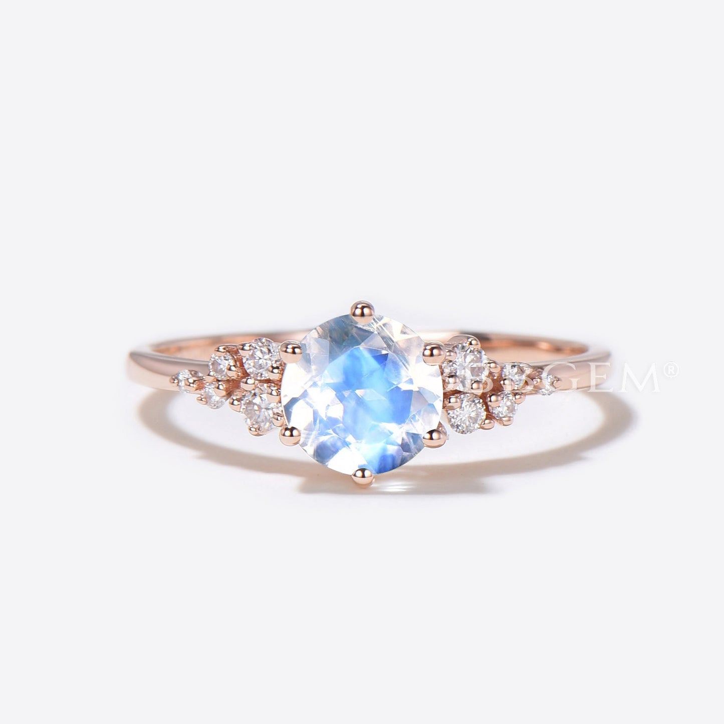 1ct Round Moonstone Engagement Ring Cluster Snowdrift Diamond Ring