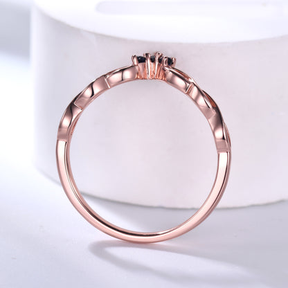 Blue Sandstone Wedding Band Rose Gold Infinity Curved Matching Ring