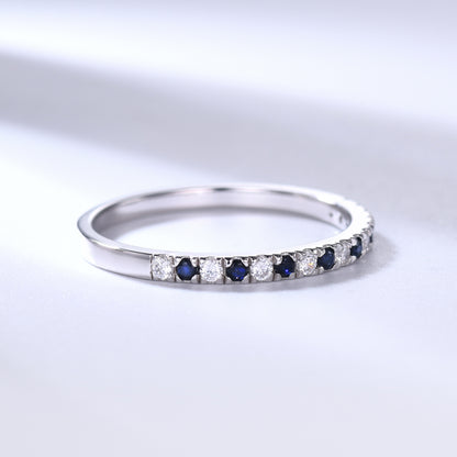 Galaxy Blue Sandstone Wedding Ring Moissanite Half Eternity 2mm Stacking Band