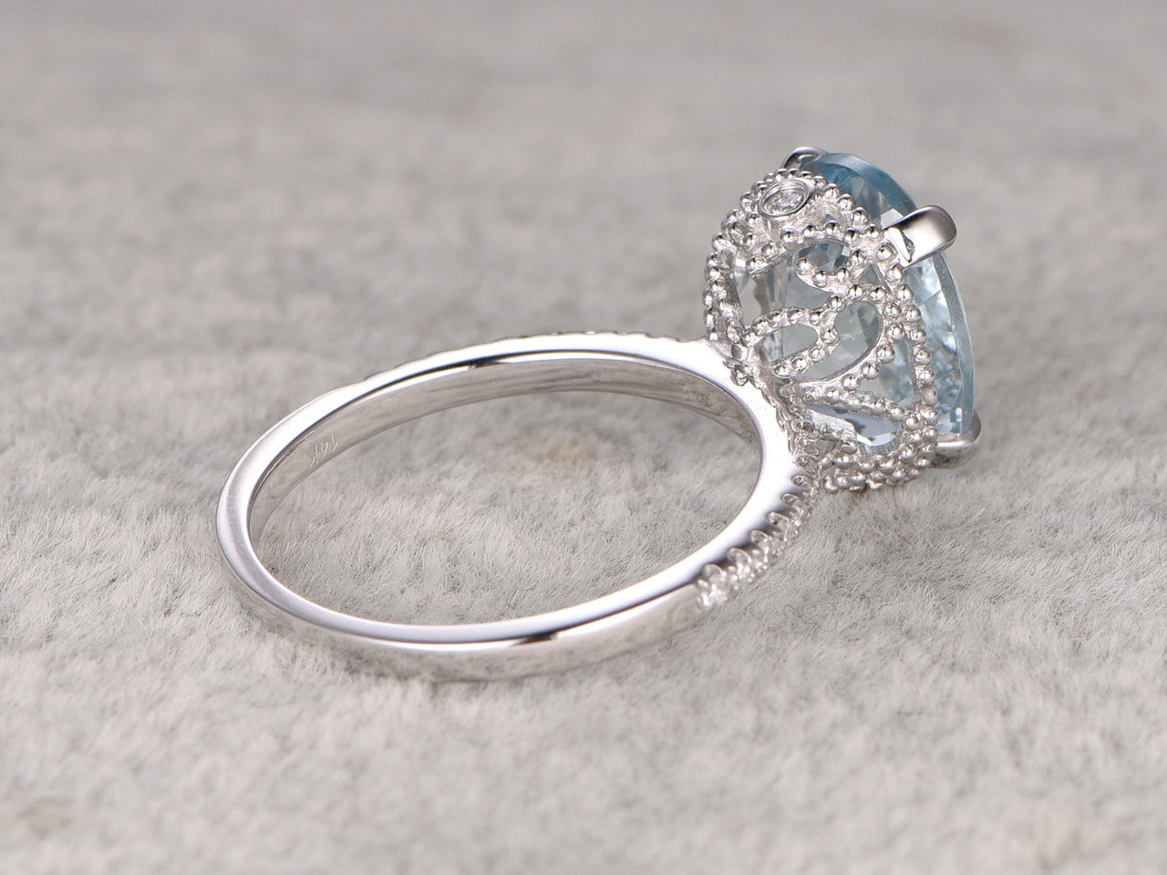 oval aquamarine ring-BBBGEM 3.5CT Aquamarine Rings