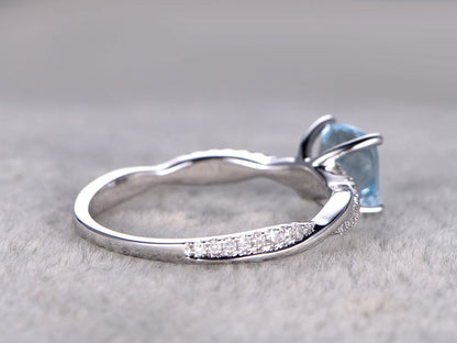 White Gold Aquamarine Engagement Rings