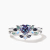 Heart Cut Color-change Alexandrite Wedding Ring Multi-gemstones Cluster Ring Set