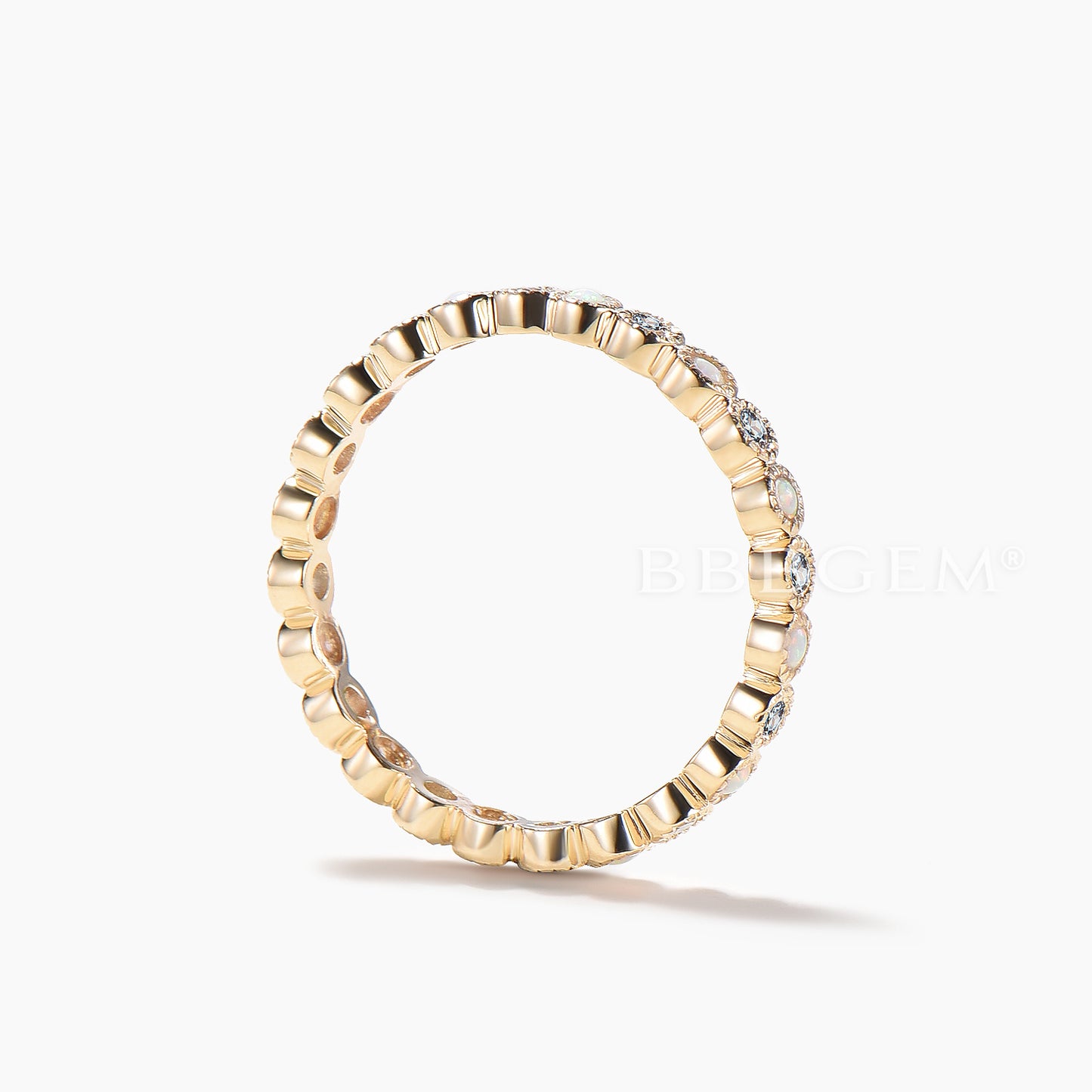 Full Eternity Alexandrite And Opal Wedding Band