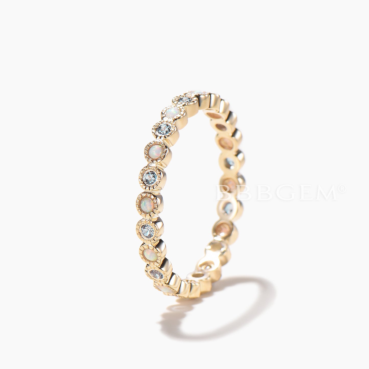 Full Eternity Alexandrite And Opal Wedding Band