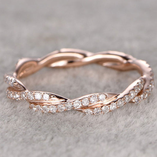 Twisted Diamond Wedding Ring rose gold-BBBGEM Twisted Diamond Ring