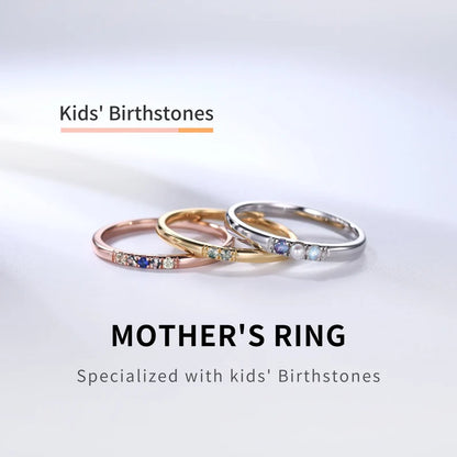 Family Birthstone Ring Personalized 2-5 Birthstones Ring Gifts for Mother Grandma