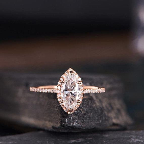 Marquise Moissanite Ring-BBBGEM Moissanite Engagement Rings