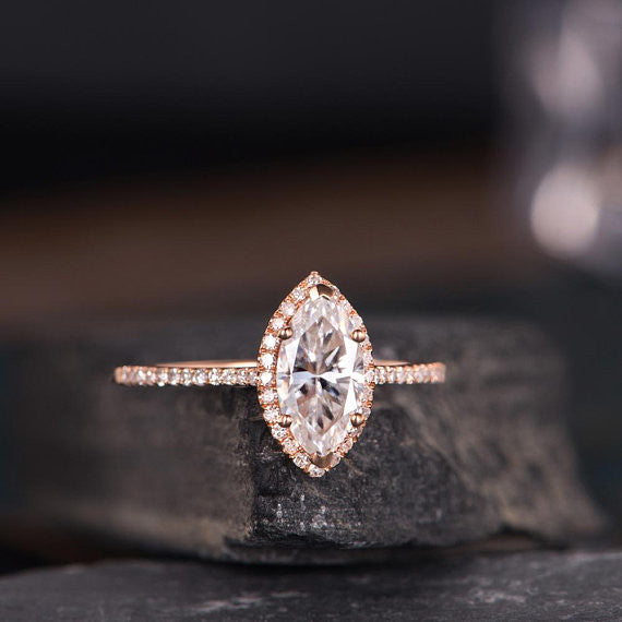 Moissanite Halo Engagement Rings-BBBGEM Moissanite Engagement Rings