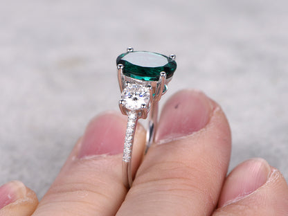 2.5 Carat Emerald Diamond Engagement Ring Moissanite Promise Ring White Gold Vintage Band 14K/18K