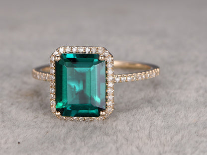 Gold Emerald Cut Engagement Ring-BBBGEM Emerald Ring