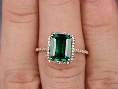 Emerald Diamond Engagement Rings-BBBGEM Emerald Ring