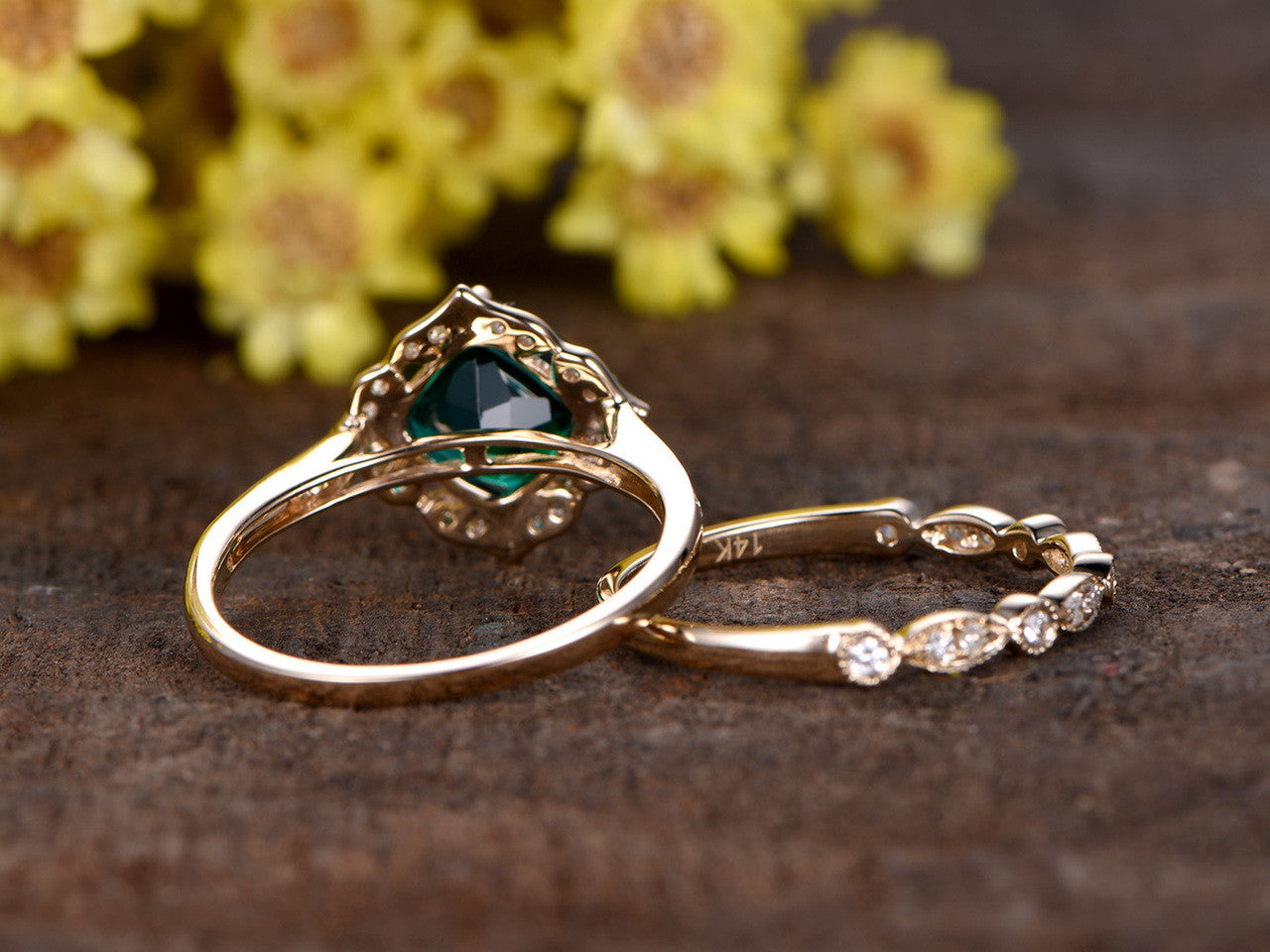 green emerald engagement ring vintage