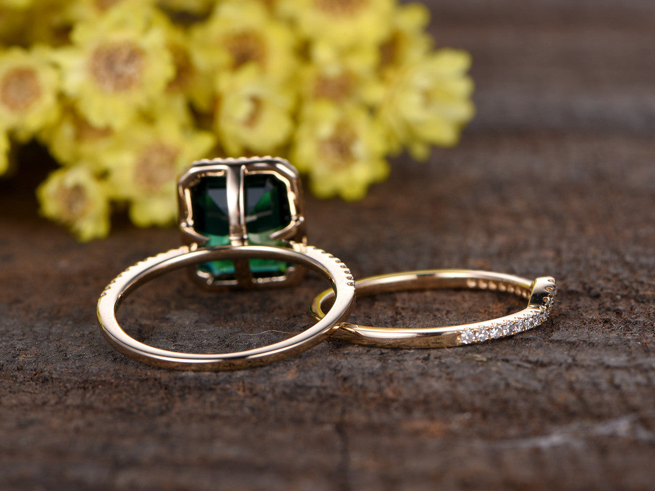 Emerald Rings For Women-BBBGEM Lab Created Emerald Ring Set