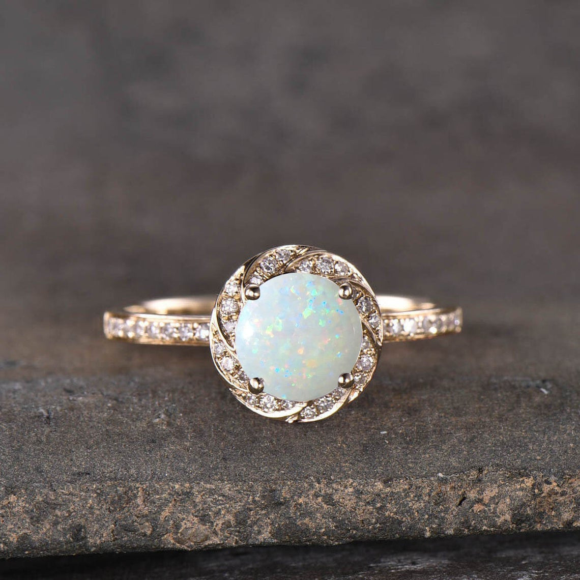 rose gold opal ring