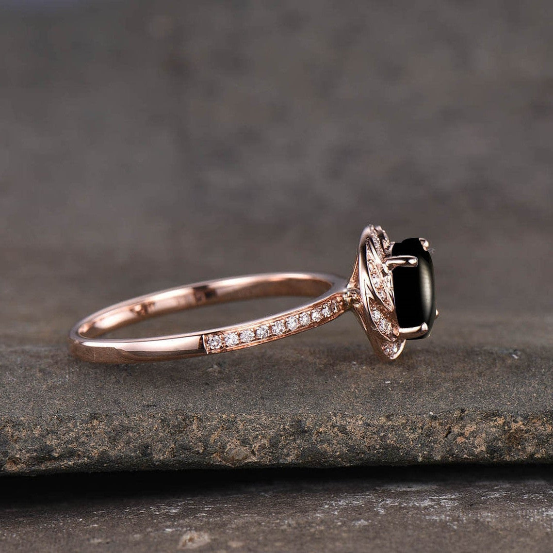 black onyx women ring