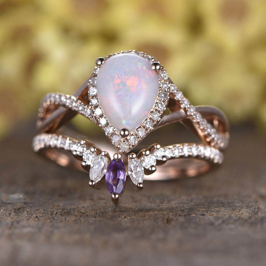 opal engagement ring set