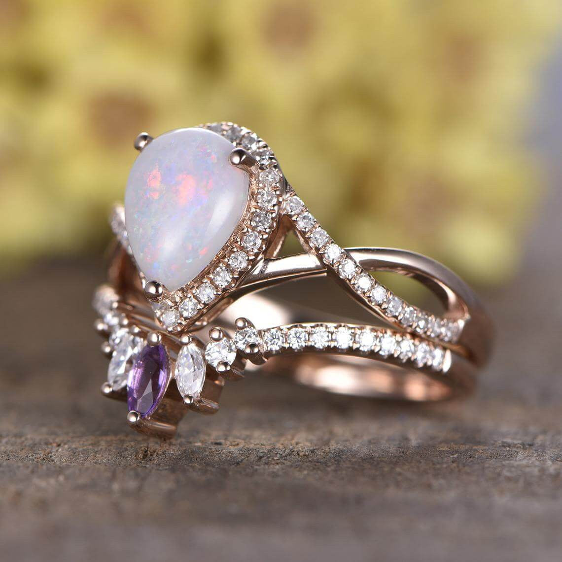 opal ring set