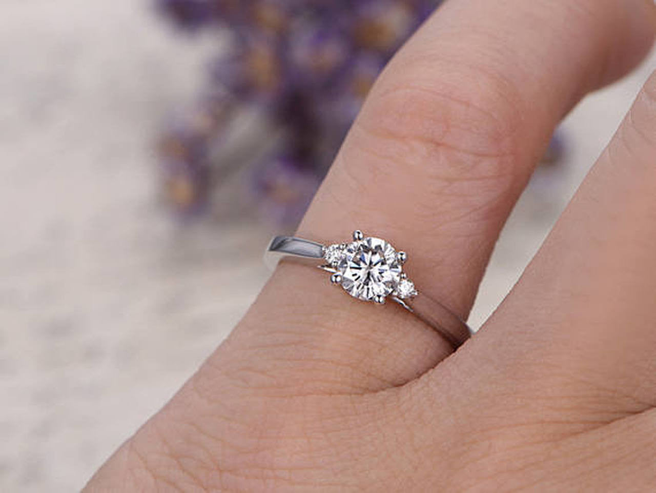 0.5 Carat moissanite engagement rings white gold