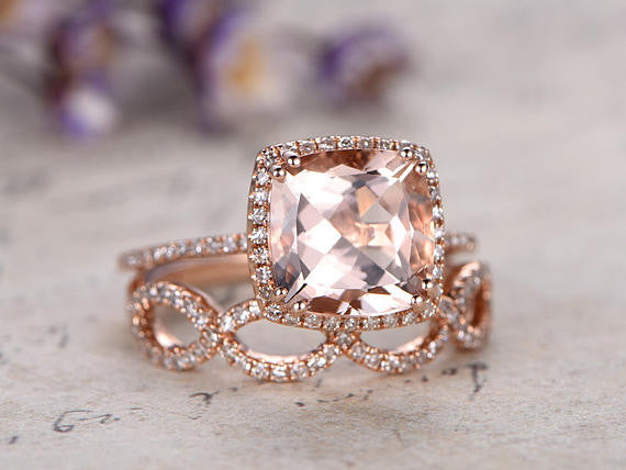 morganite ring cushion cut