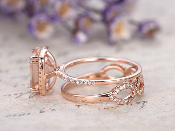 morganite bridal set rose gold