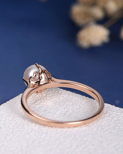 Pearl Tapered Solitaire Ring