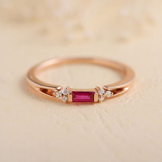 ruby rose gold ring-bbbgem red ruby ring with diamonds