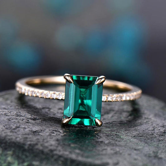 emerald cut emerald engagement rings-BBBGEM Emerald Solitaire Ring