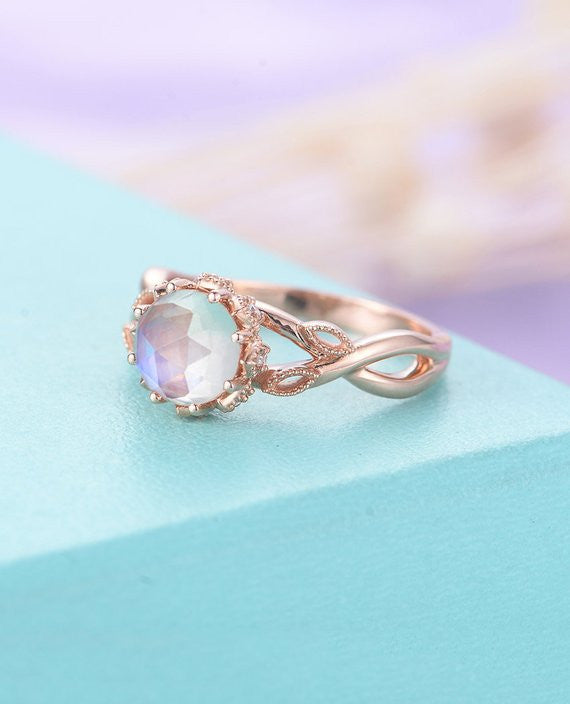 Moonstone engagement ring Rose gold