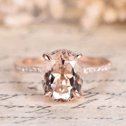 Oval Morganite Engagement Ring-BBBGEM 3 Carat Morganite Rings