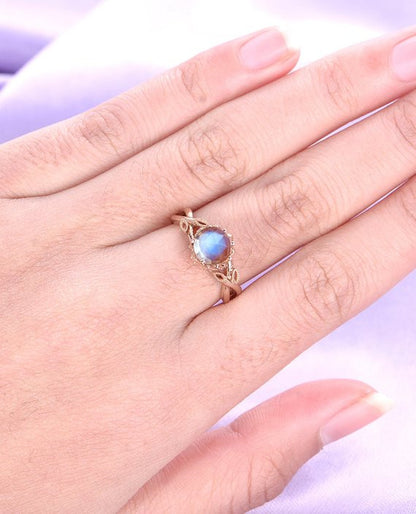 Moonstone engagement ring Rose gold