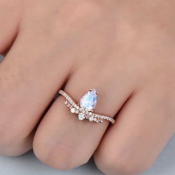 Female moonstone engagement ring-BBBGEM moonstone rose gold ring