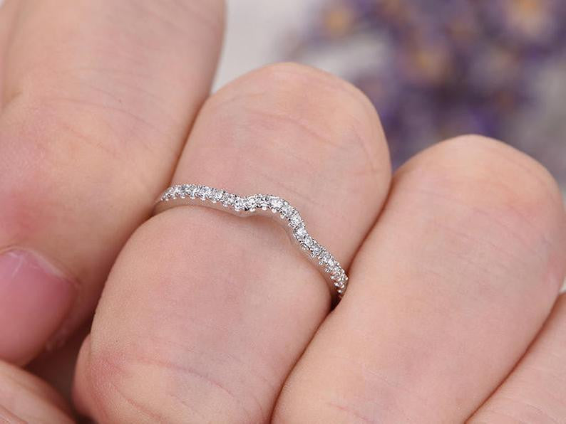 Curved diamond wedding band