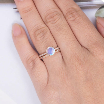 faceted moonstone engagement ring