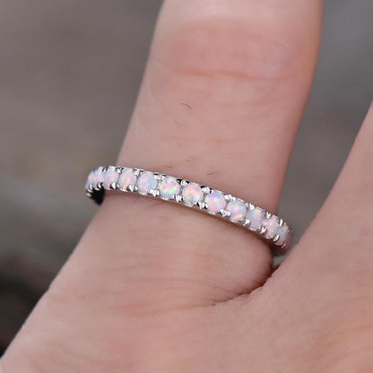 Opal Wedding Band-bbbgem opal eternity band ring